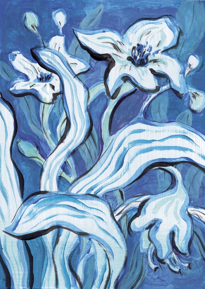 Blue Blossom I door Catalina Somolinos