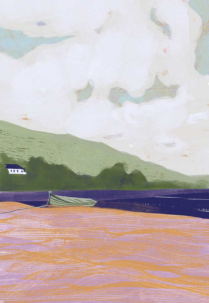 Rustige kustboot door Charlotte Trudgett
