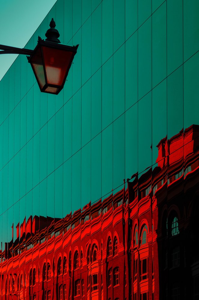 Teal Red Urban Reflection door Chris Hamilton