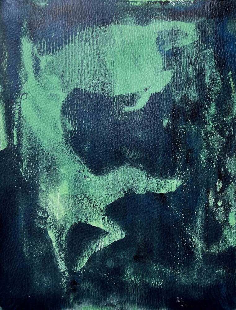 Diepgroene abstracte stroming door Christina Misuro