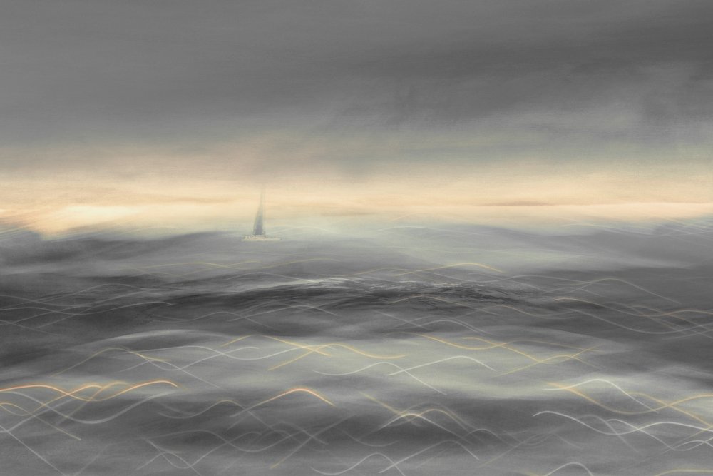 Zeilboot in de mistige oceaan door Christina Sillen