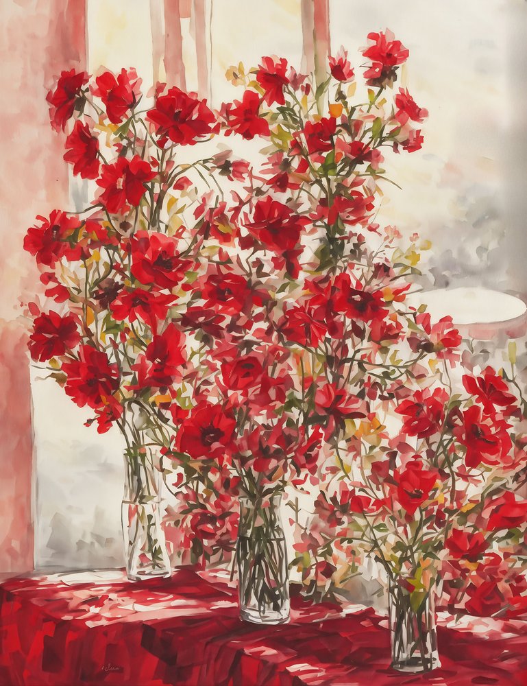 Levendige rode bloemen door Cicero Spin