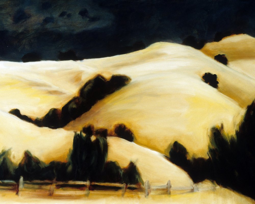 De indrukwekkende lucht boven Golden Hills door Claire Whitehead