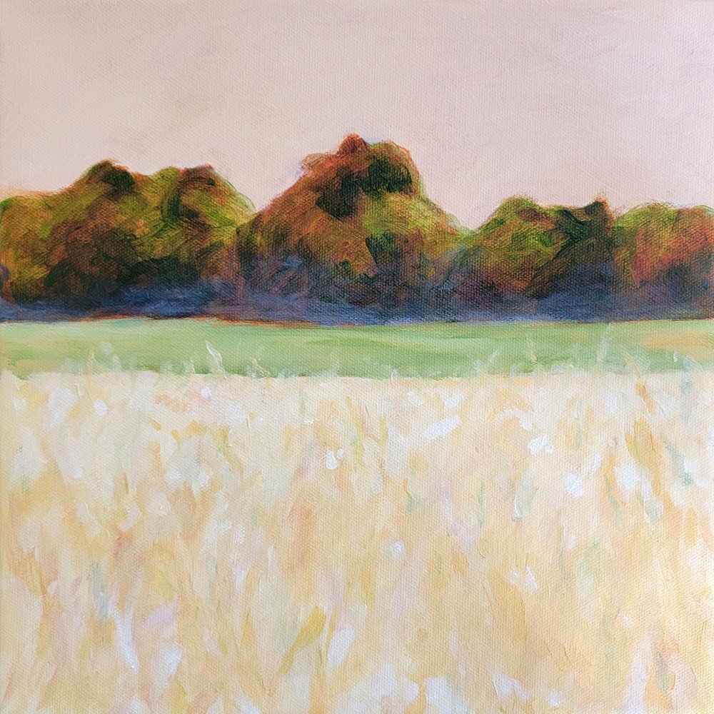 Pastelkleurig veld aan de horizon door Claire Whitehead