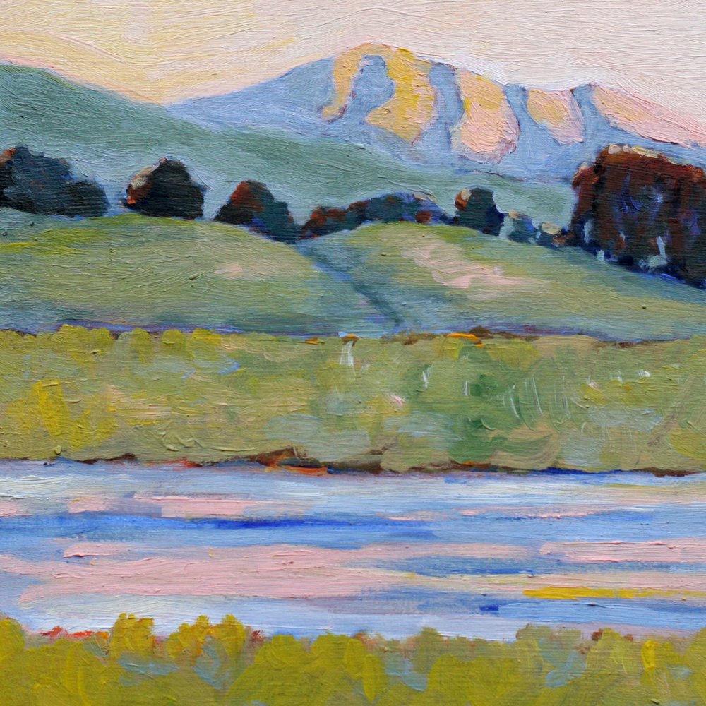 De vredige River Mountains door Claire Whitehead