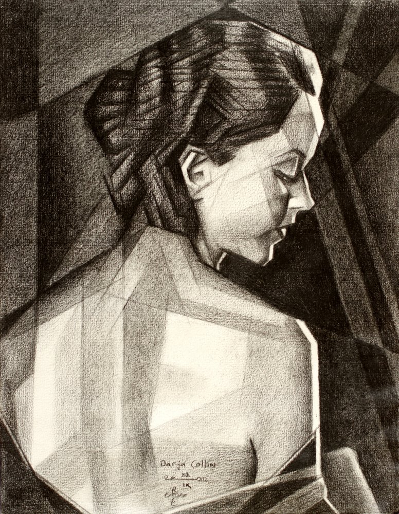 Contemplatief geometrisch portret door Corné Akkers