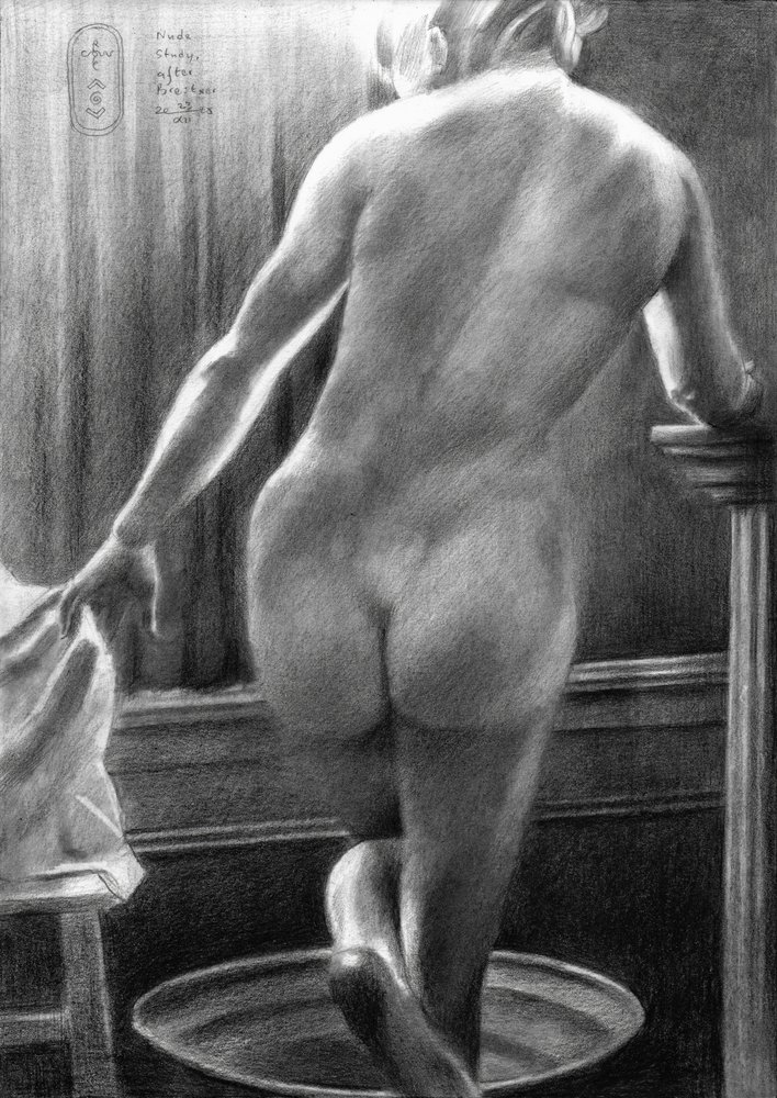 Naaktstudie, naar Breitner - 23-12-25 door Corné Akkers