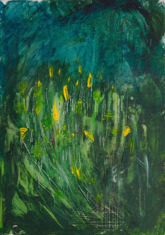 Abstracte gele bloemen door Dale Hefer