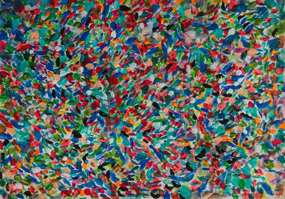 Levendige abstracte penseelstreken door Dale Hefer