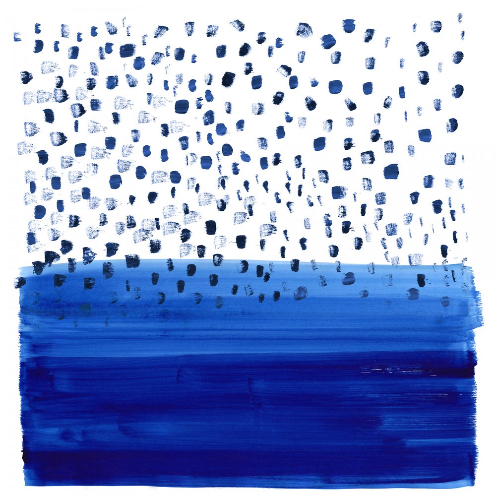 Samenvatting: Blauwe regen boven het water door Danushka Abeygoda