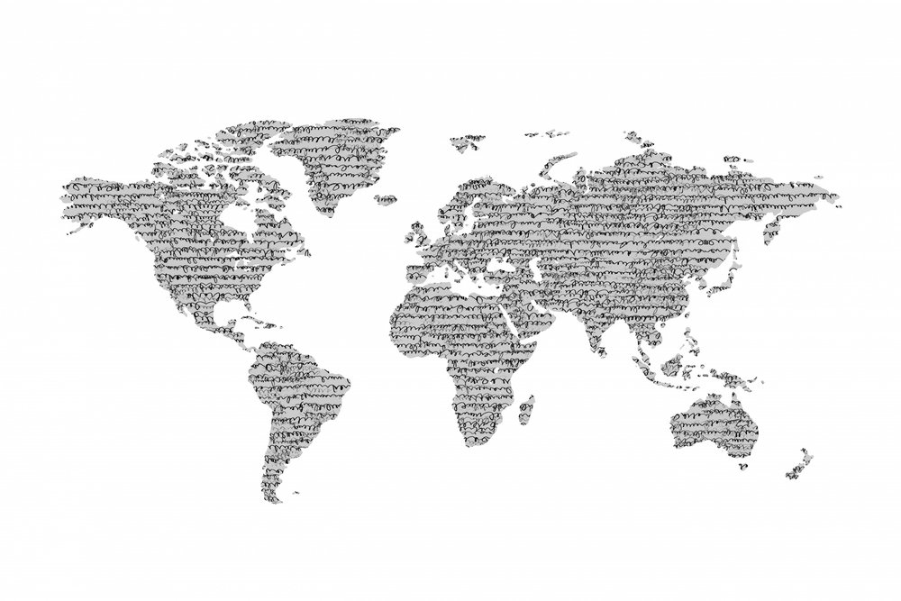 Typografische wereldkaart door Danushka Abeygoda