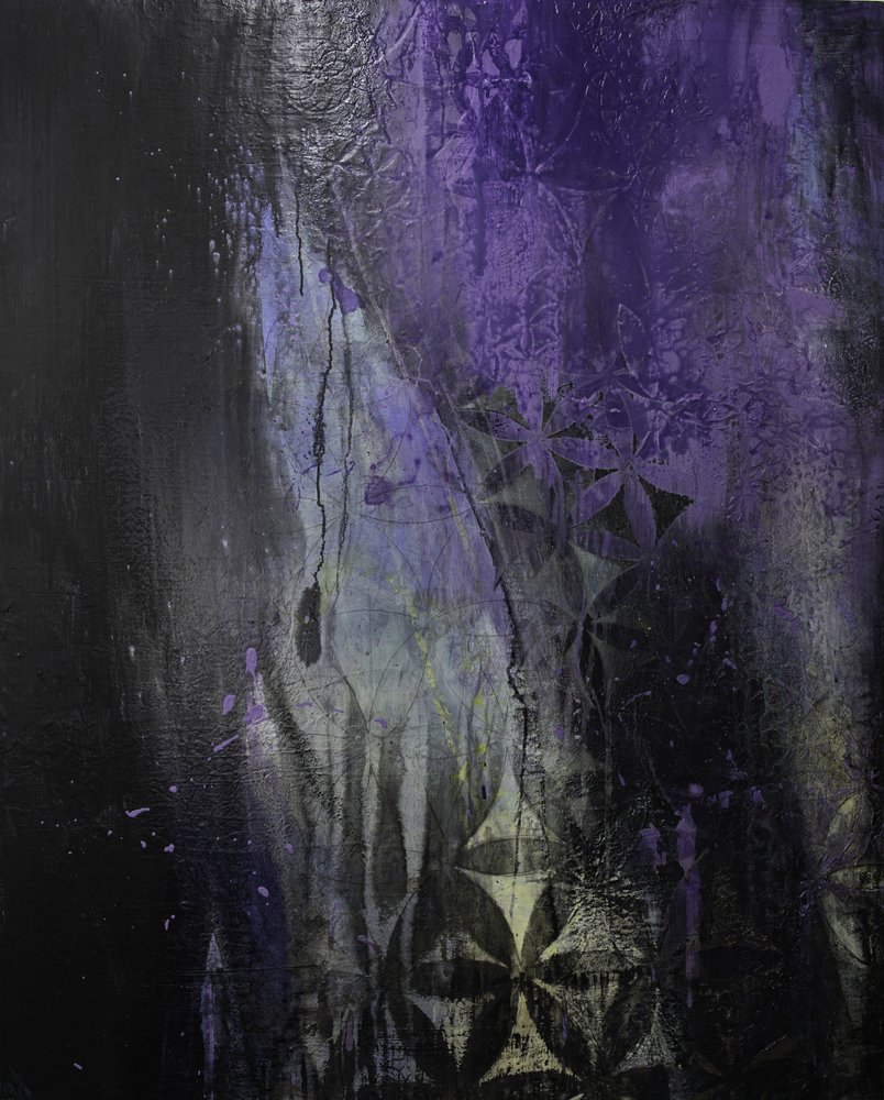 Donkerpaarse abstracte stroming door Deb Chaney