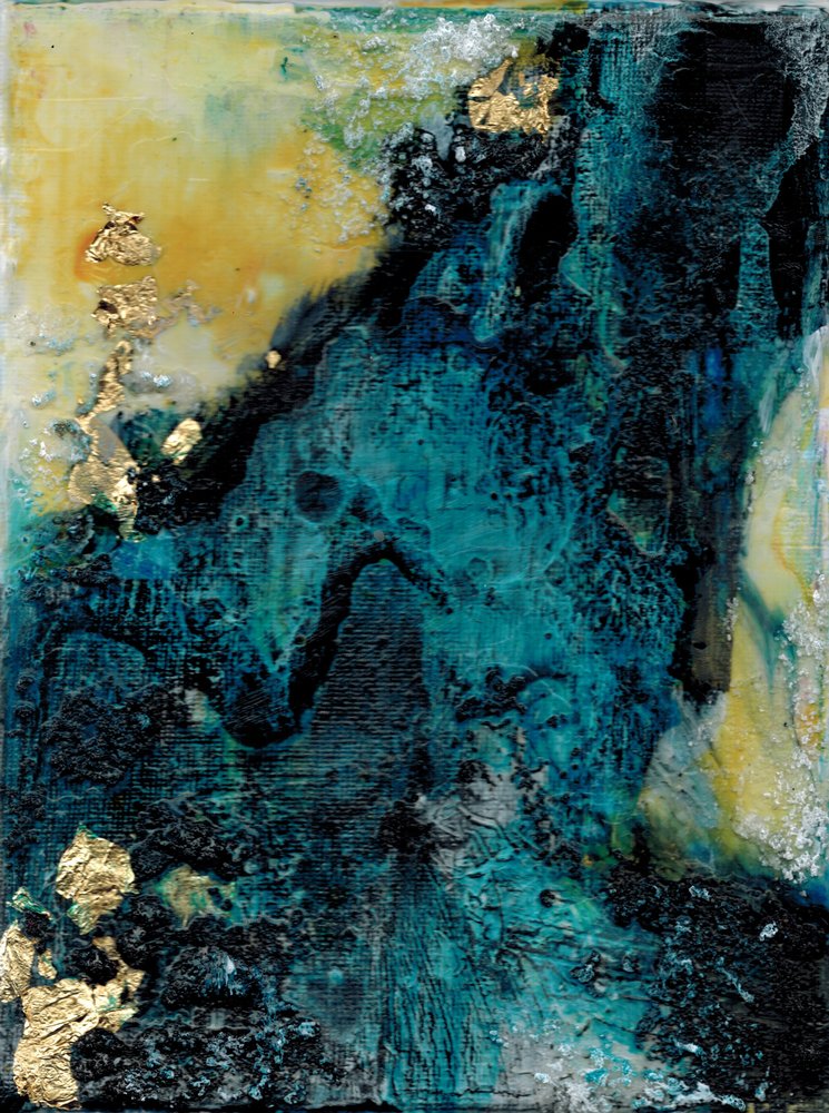 Diep blauwgroen met gouden glans door Deb Chaney