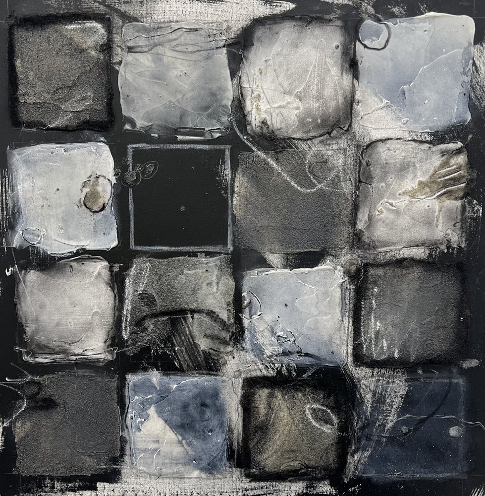 Raster van vervaagde abstracte vierkanten door Deb Chaney