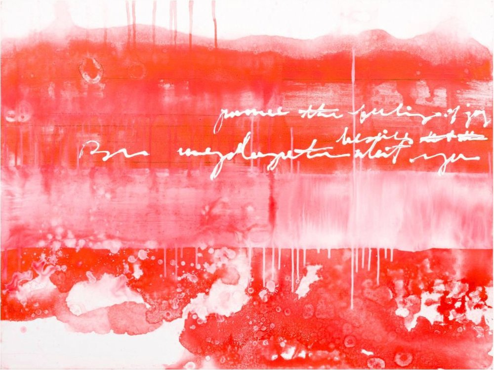Rode abstracte kalligrafie door Deb Chaney