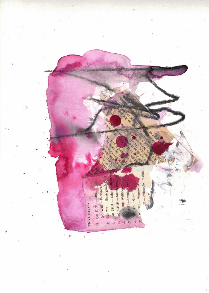 Levendige abstracte roze collage door Deb Chaney