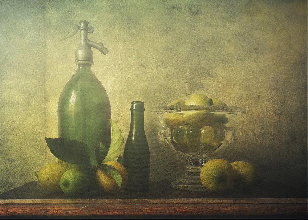 Vintage stilleven met citrusvruchten door Deborah Gugeri