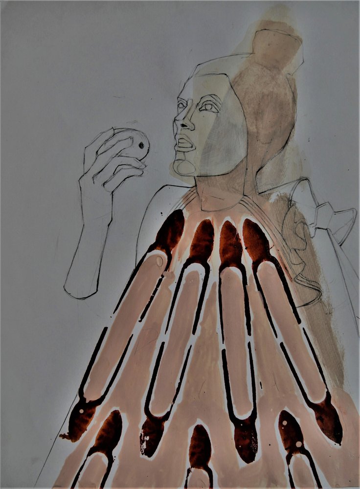 Abstracte figuur met appel door Doris Schmitz