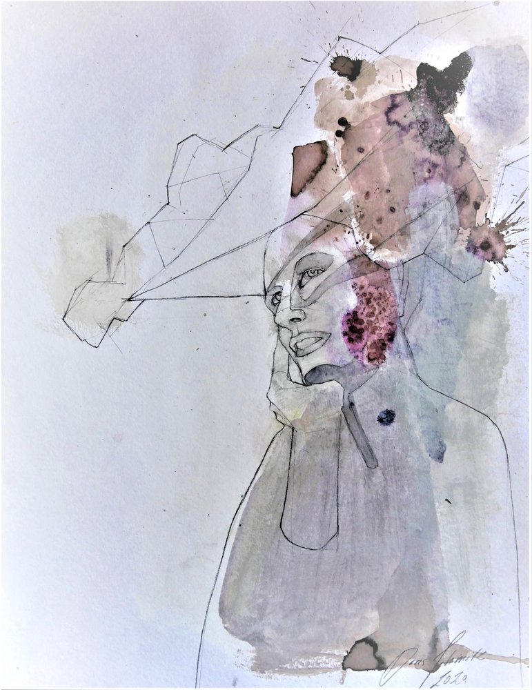 Abstract: Een peinzend portret door Doris Schmitz