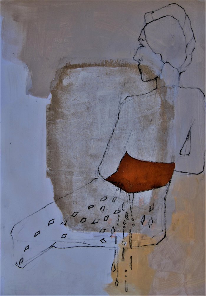 Abstracte zittende vrouw door Doris Schmitz