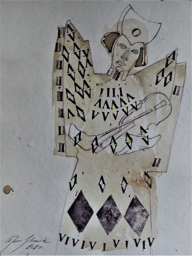 Engelachtige geometrische muzikant door Doris Schmitz