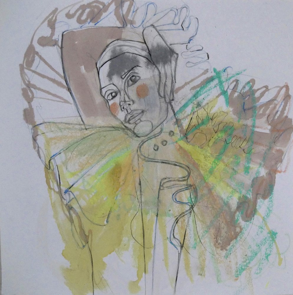 Kleurrijk abstract portret door Doris Schmitz