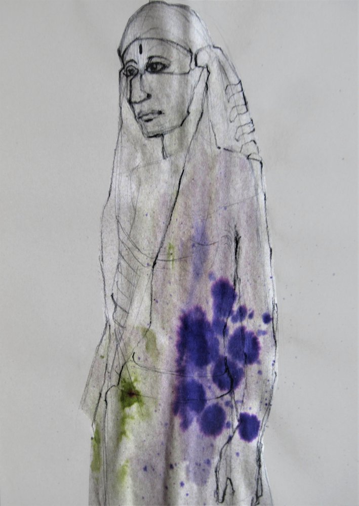 Kleurrijk inktportret door Doris Schmitz