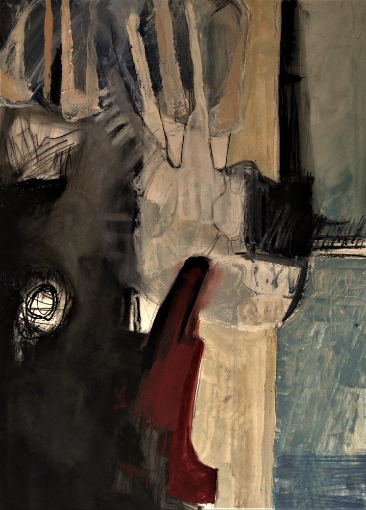 Dramatisch abstract rood door Doris Schmitz