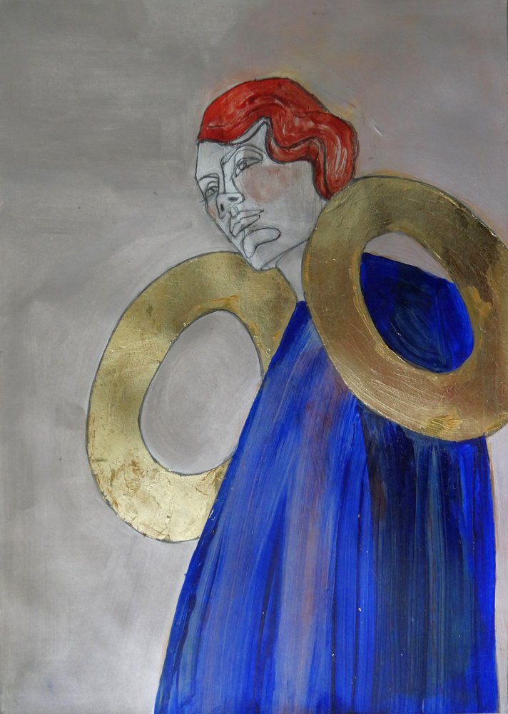 Figuur met gouden ringen door Doris Schmitz