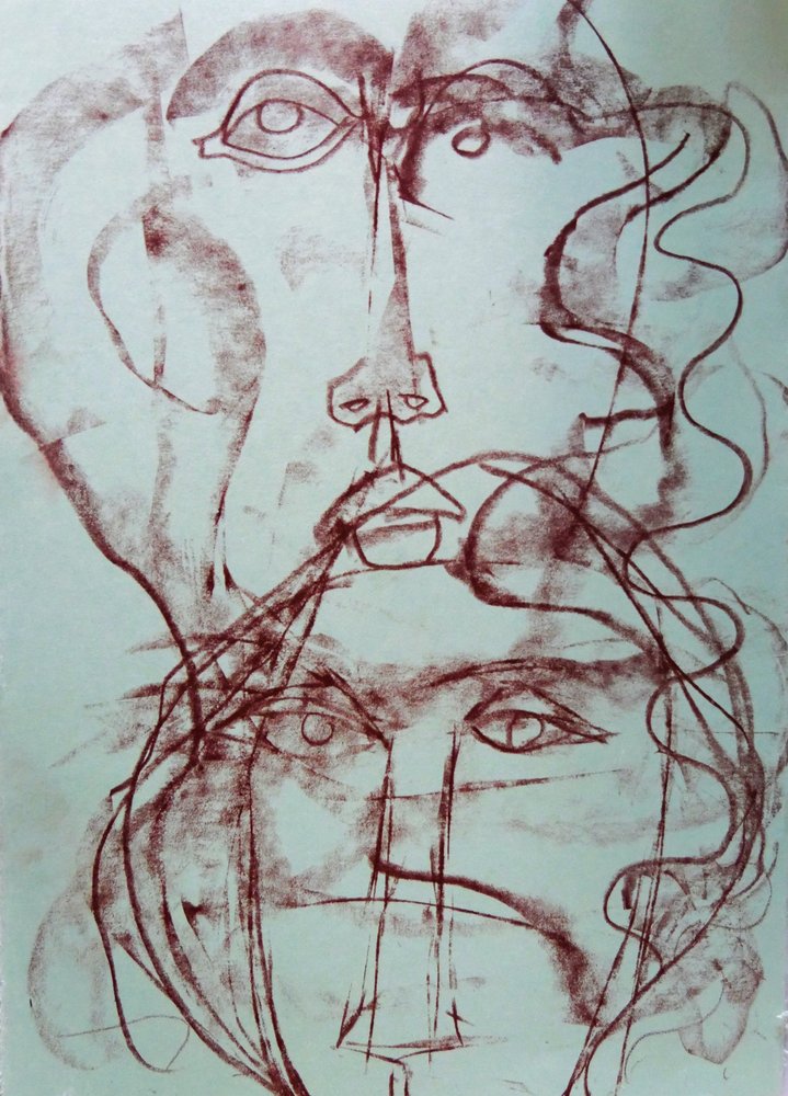 Verweven abstracte gezichten door Doris Schmitz