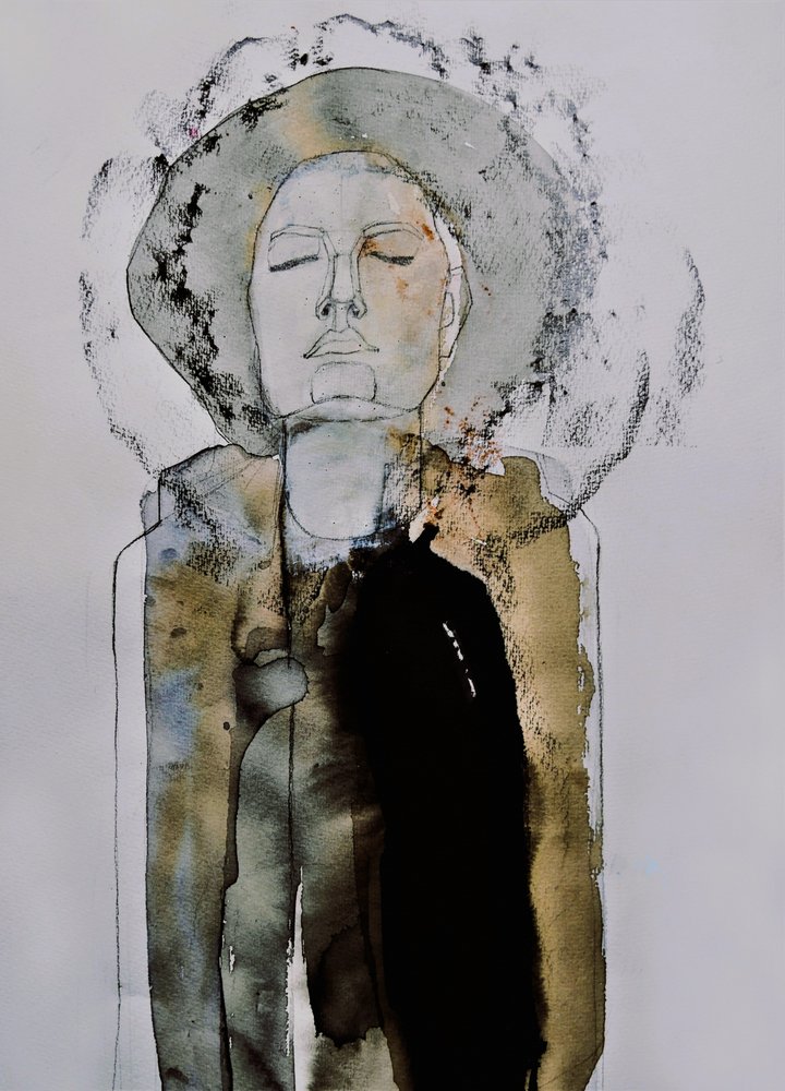 Portret van een mediterende vrouw door Doris Schmitz