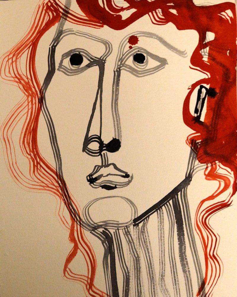 Portret van een vrouw met rood haar in moderne stijl door Doris Schmitz
