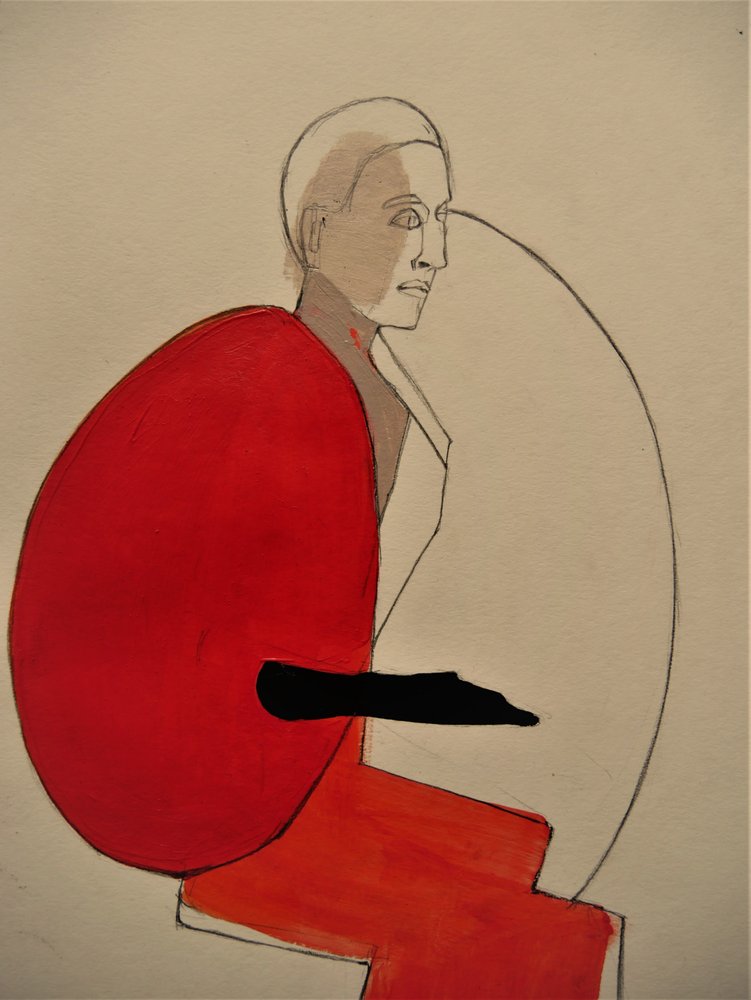 Vrouw in het rood door Doris Schmitz