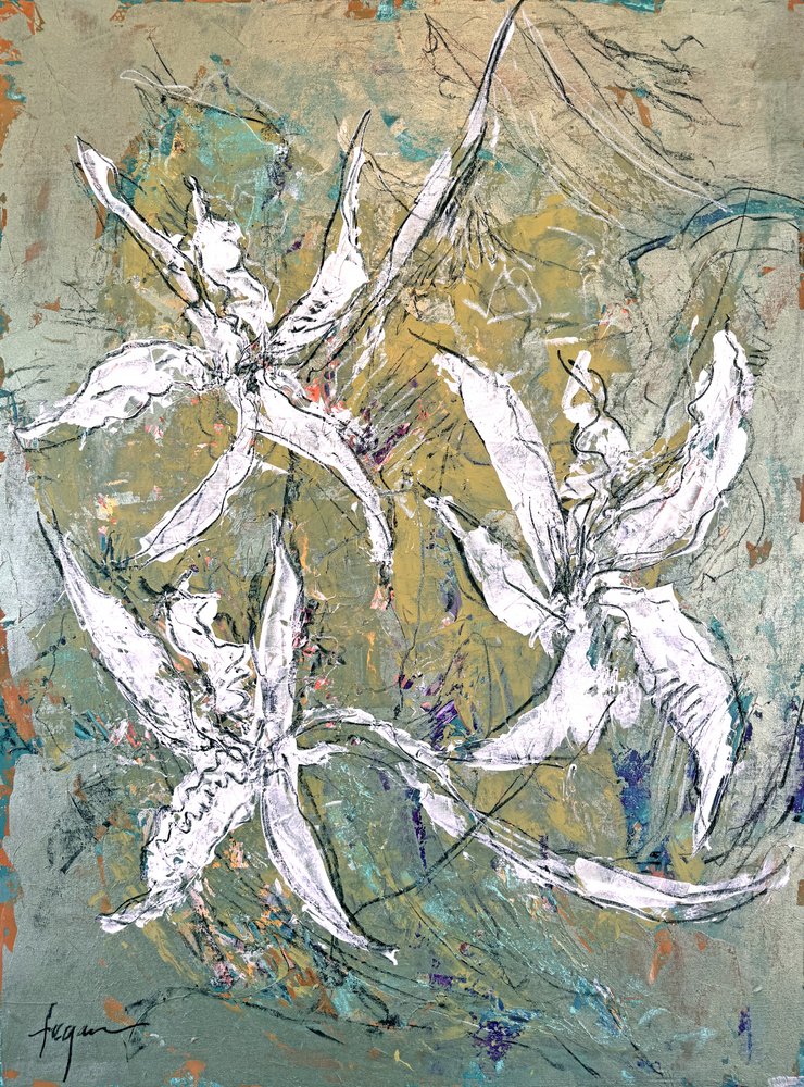 Dansende witte bloemen door Dorothy Fagan
