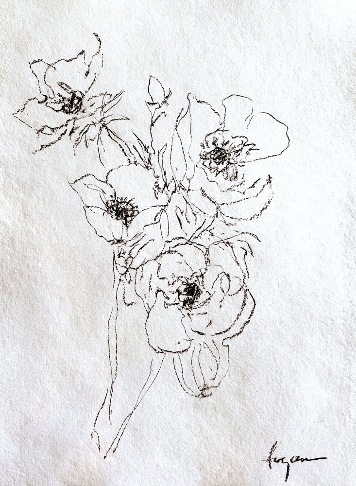 Verfijnde bloemtekening door Dorothy Fagan