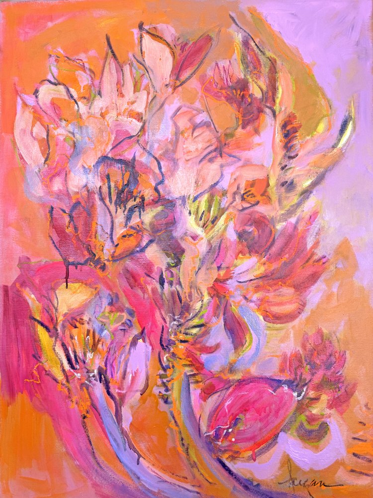 Levendige abstracte bloemen door Dorothy Fagan