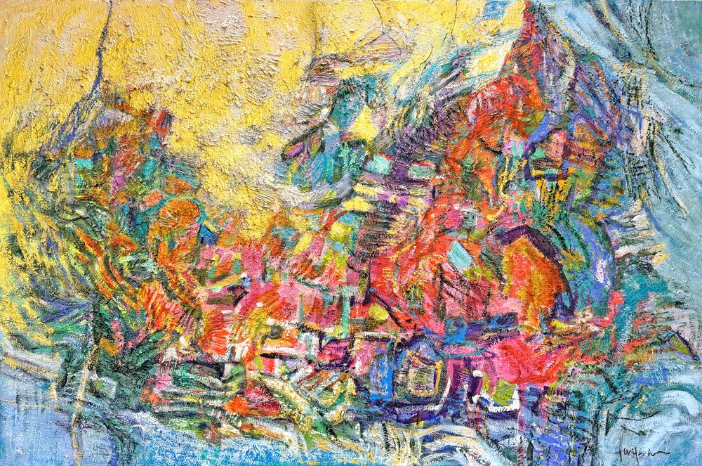 Levendig abstract stadsgezicht door Dorothy Fagan
