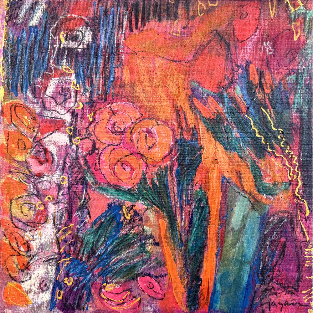 Levendige abstracte bloemen door Dorothy Fagan