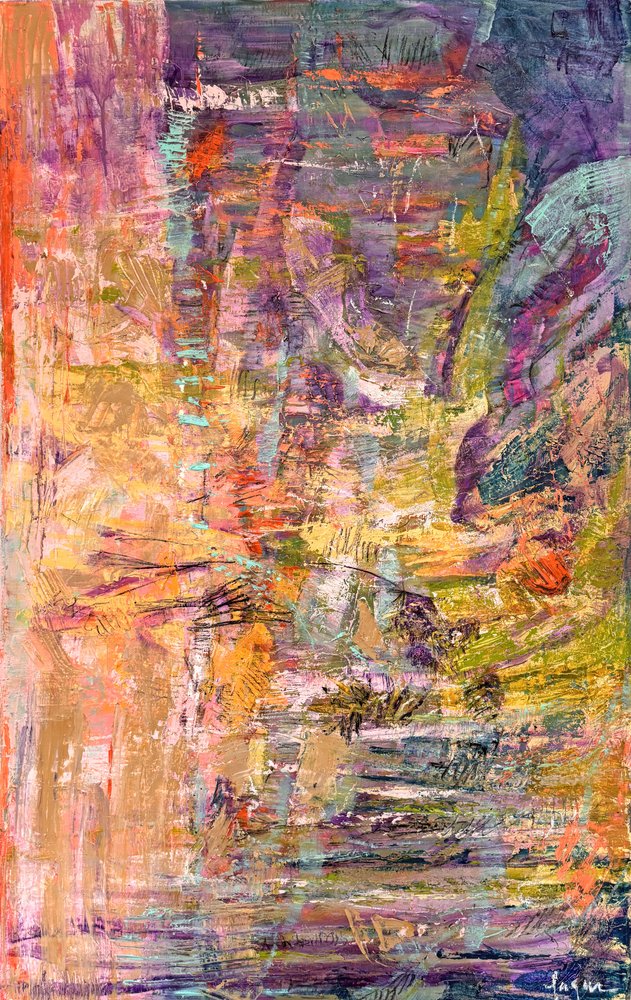 Levendige abstracte penseelstreken door Dorothy Fagan