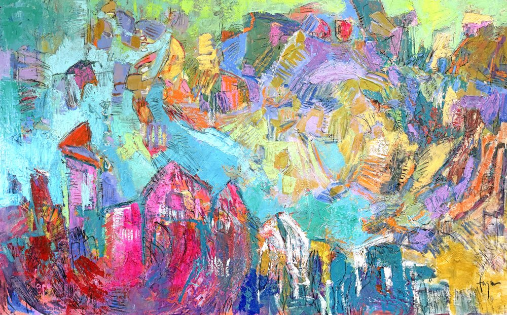 Levendige stad – abstract door Dorothy Fagan