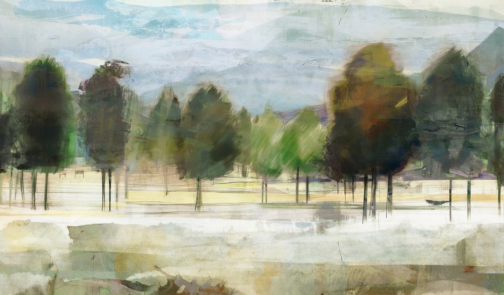 Abstracte boslandschap door Edward Selkirk