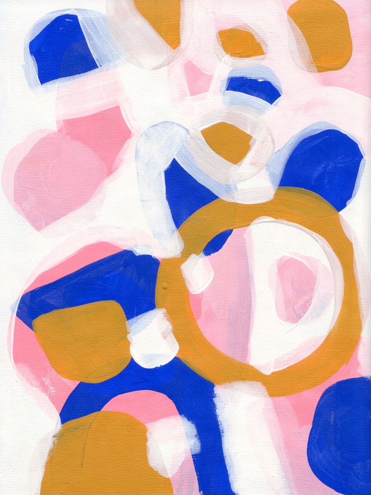 Blauw Roze Goud Abstract door Ejaaz Haniff