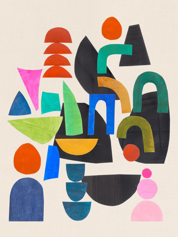 Kleurrijke abstracte vormen door Ejaaz Haniff