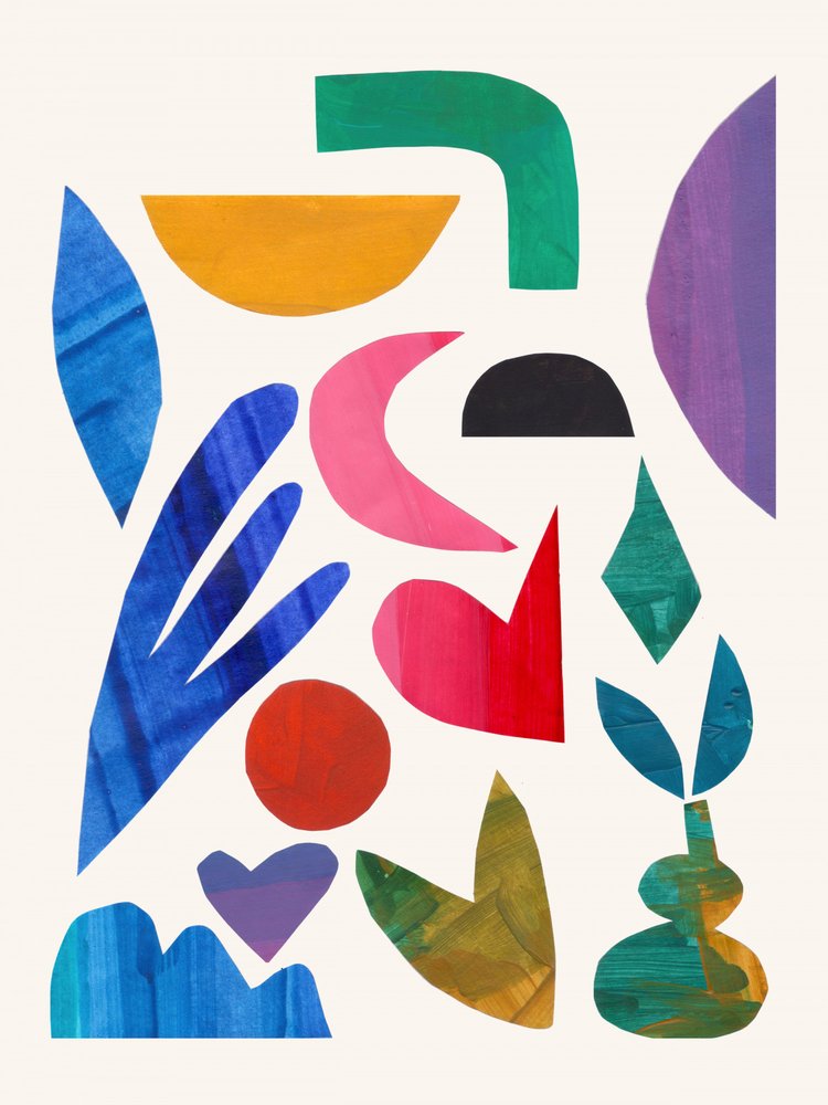 Kleurrijke abstracte vormen door Ejaaz Haniff