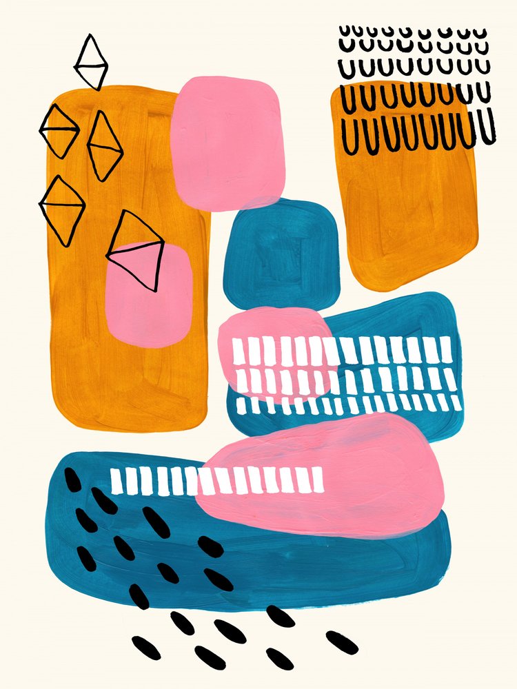 Kleurrijke abstracte vormen door Ejaaz Haniff