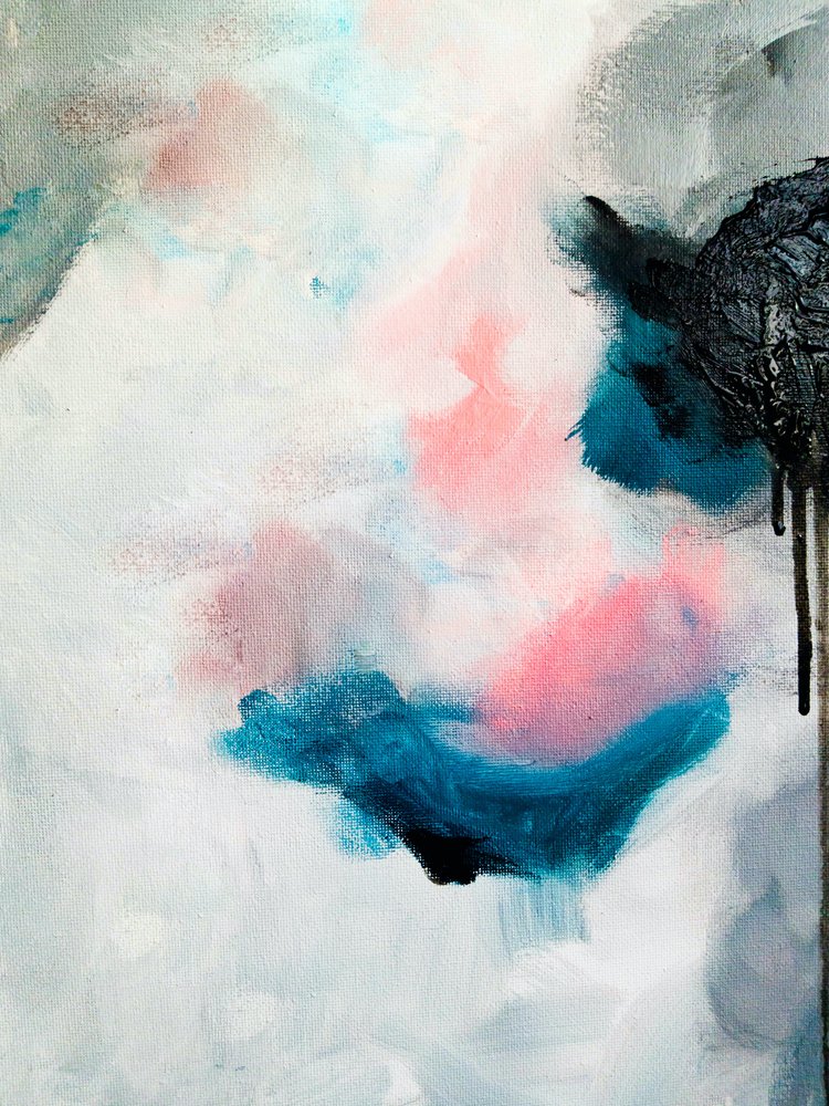 Vloeiend roze-blauwgroen abstract door Ejaaz Haniff