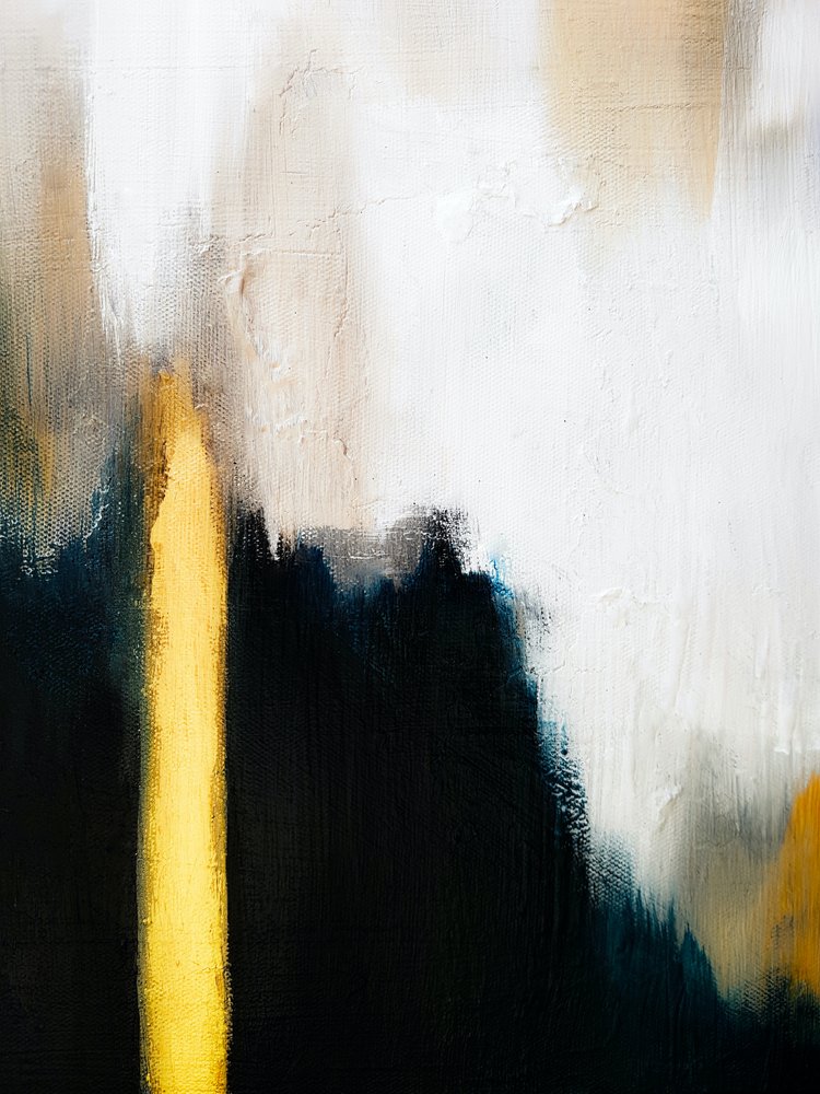 Gouden abstracte penseelstreken door Ejaaz Haniff