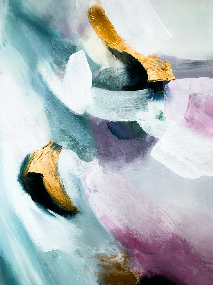 Goudgroene abstracte stroming door Ejaaz Haniff