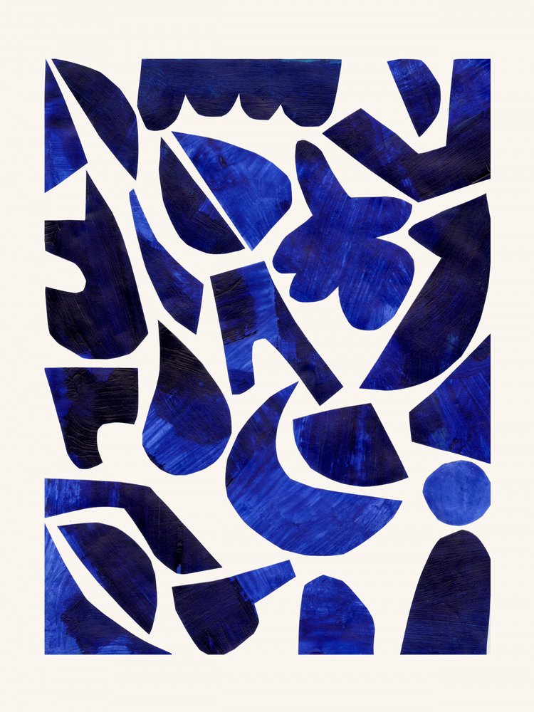 Indigo: abstracte vormen door Ejaaz Haniff