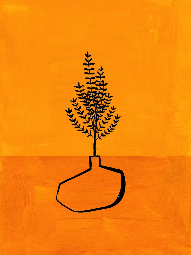 Oranje minimalistische plant door Ejaaz Haniff